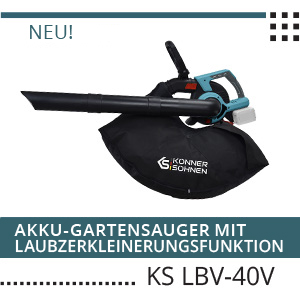 Neu! Akku-Gartensauger mit Laubzerkleinerungsfunktion KS LBV-40V