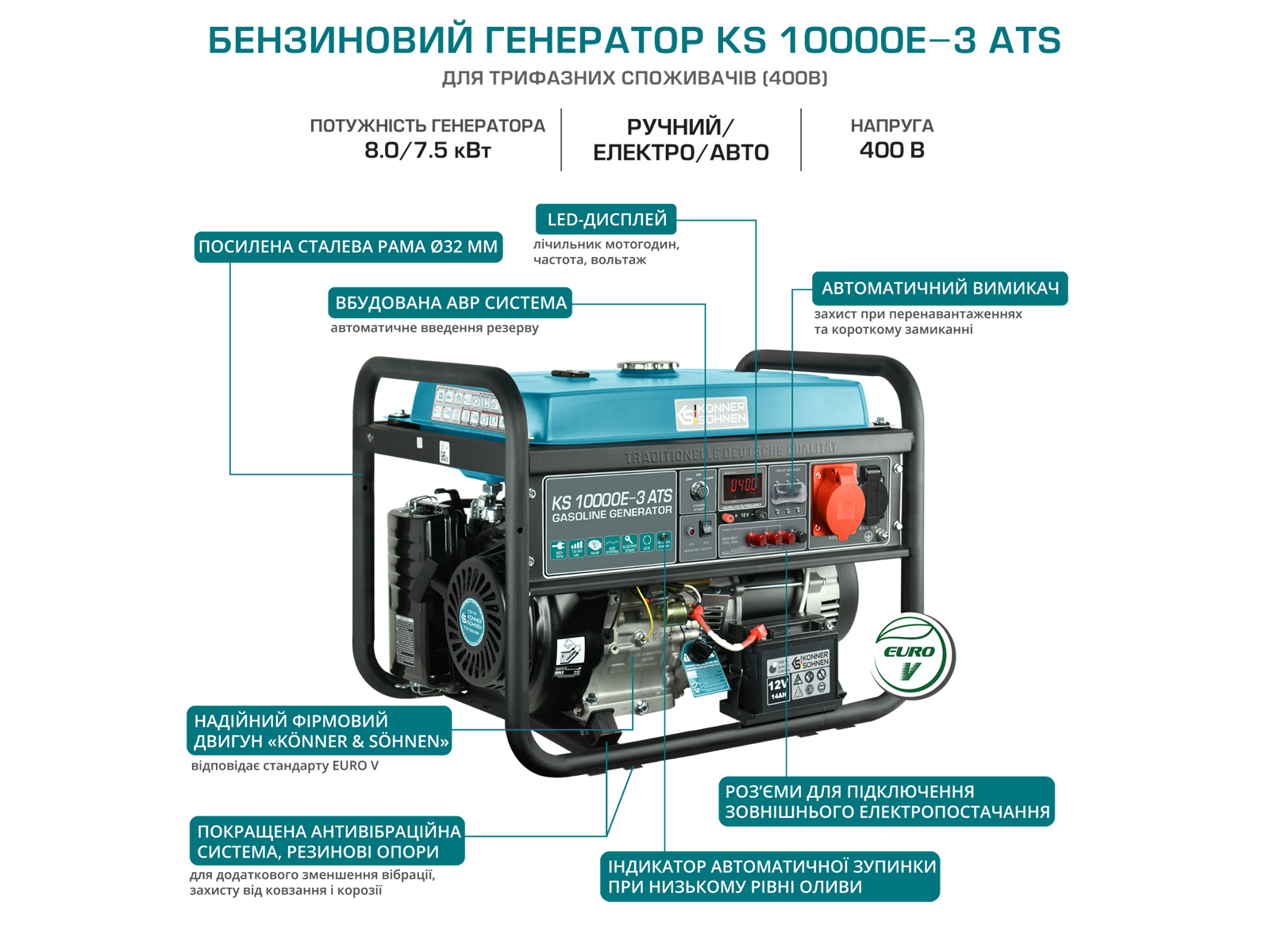 Бензиновий генератор KS 10000E-3 ATS