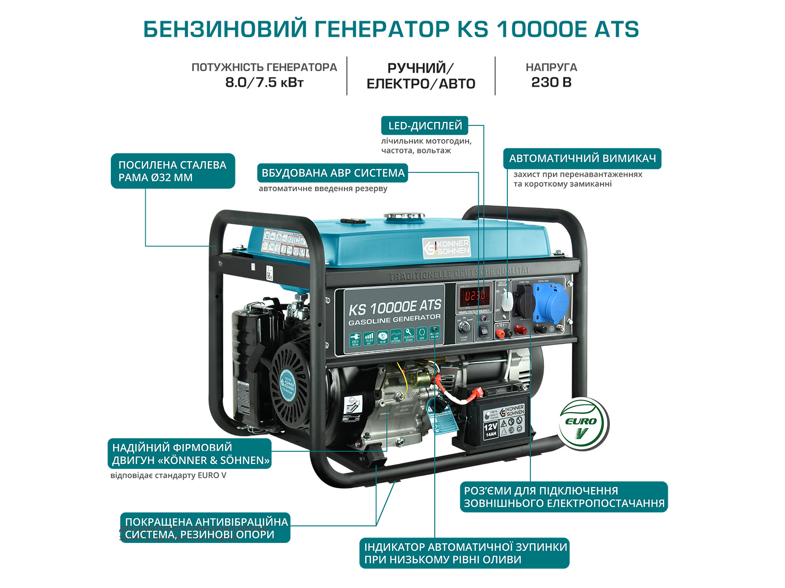 Бензиновий генератор KS 10000E ATS