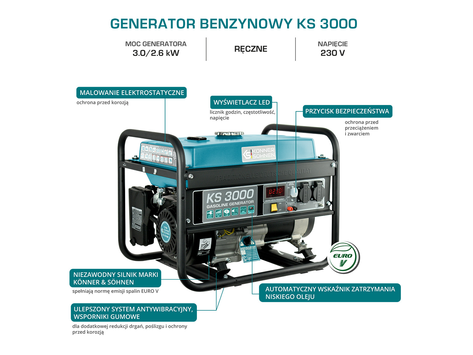 Generator benzynowy "Könner & Söhnen" KS 3000E