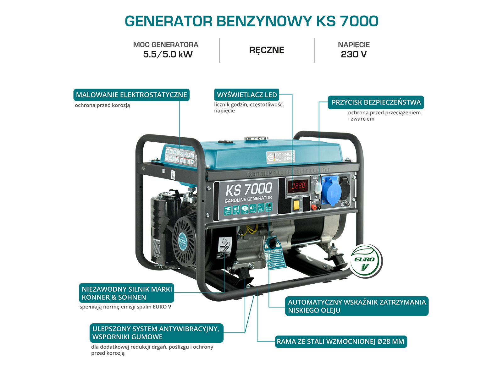 Generator benzynowy "Könner & Söhnen" KS 7000