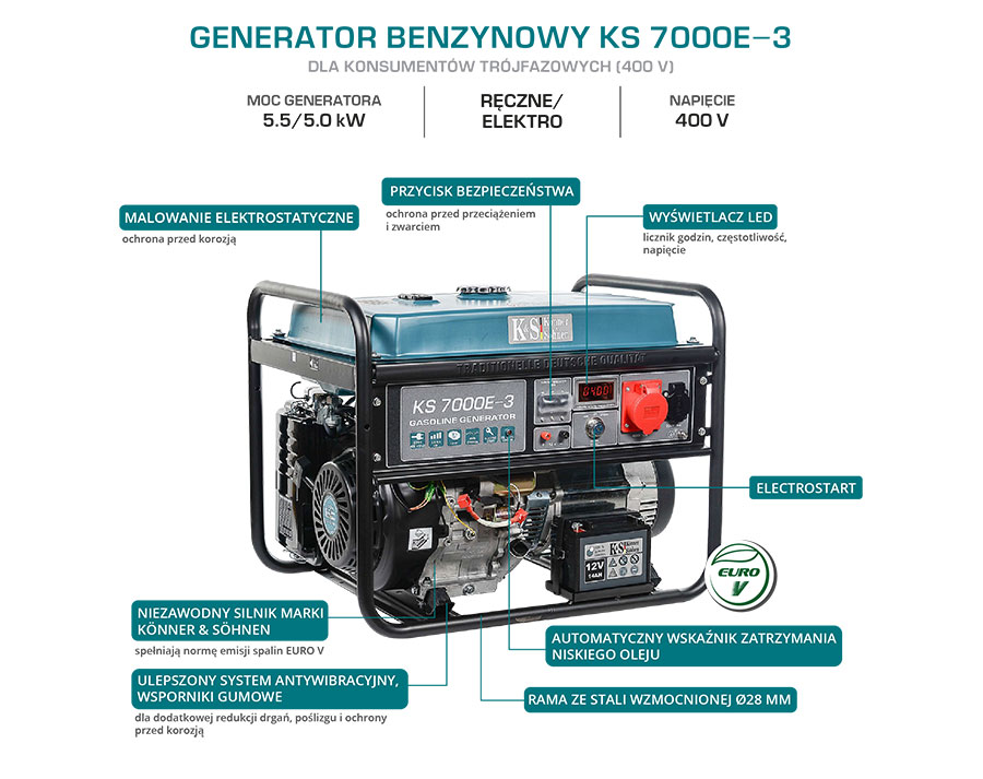 Generator benzynowy "Könner & Söhnen" KS 7000E-3