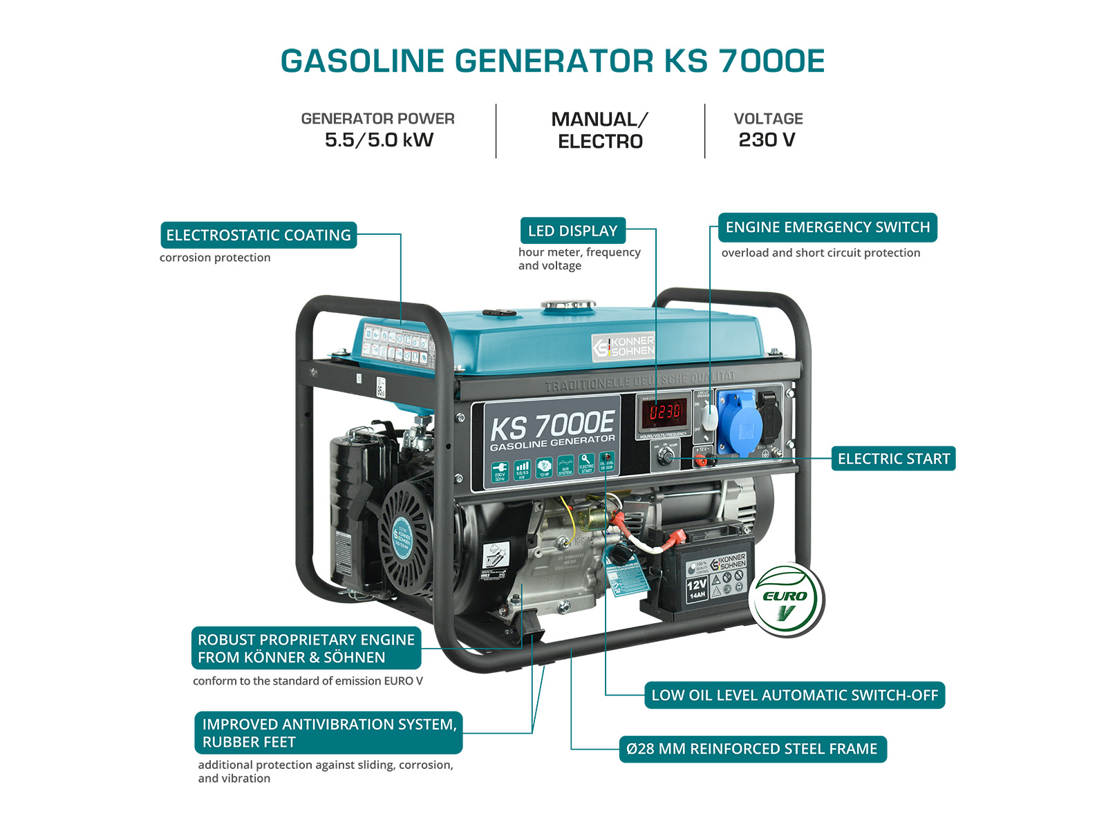 Gasoline generator "Könner & Söhnen" KS 7000E
