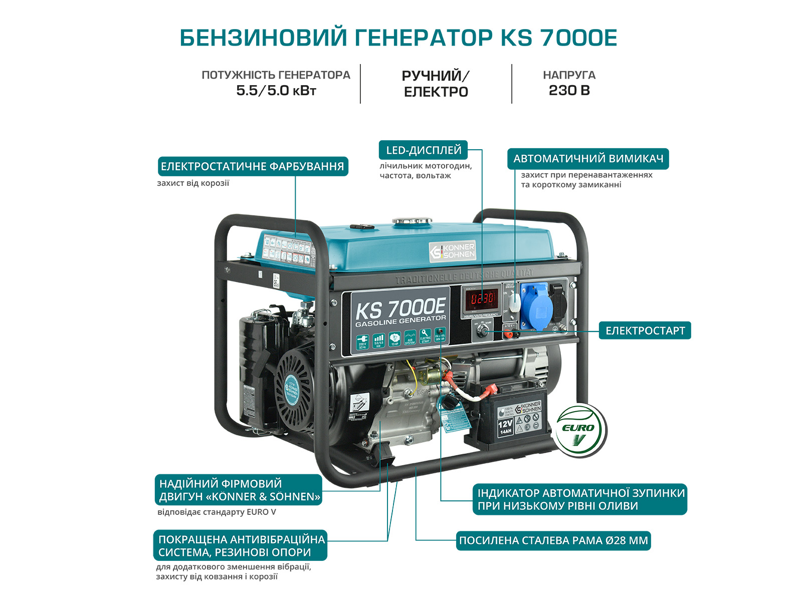 Бензиновий генератор KS 7000E